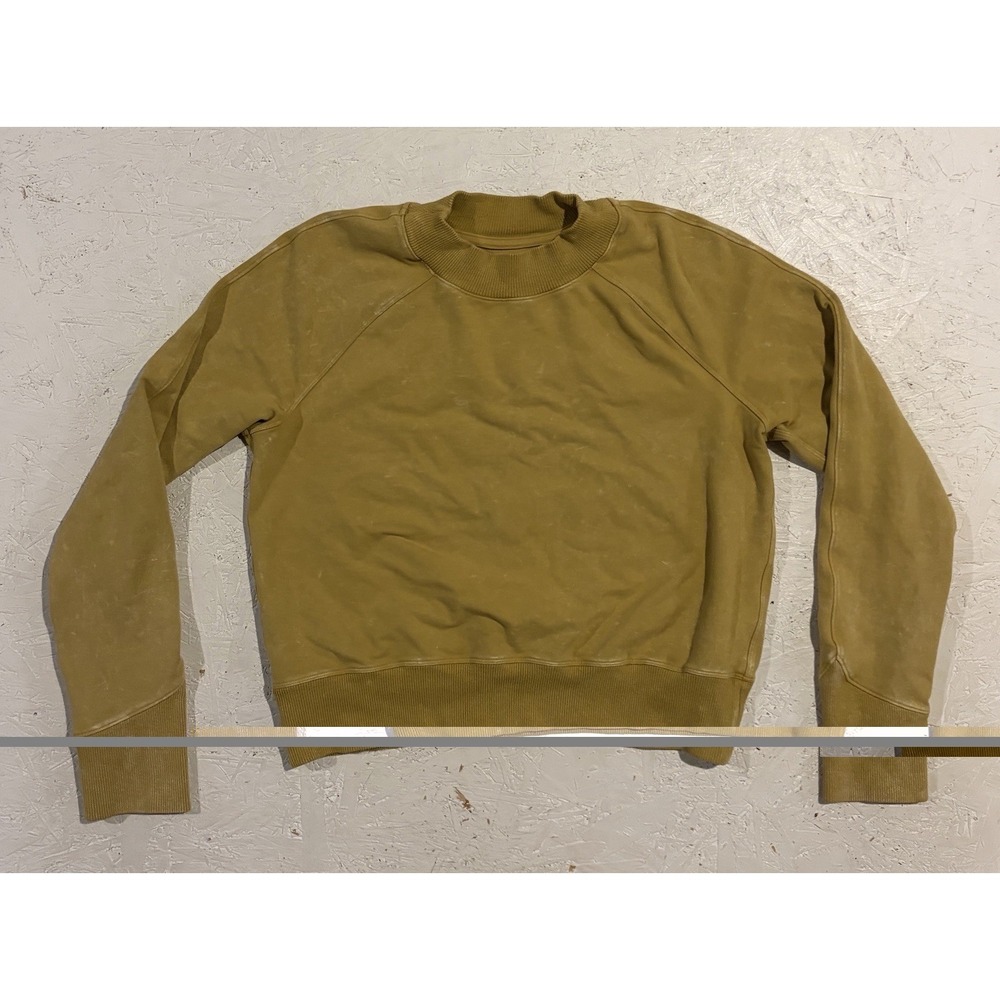 Lululemon Womens S Ready to Roll Crew Sweater Washed Vintage Gold‎ Light Cotton